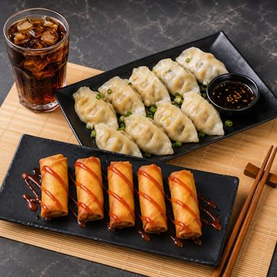 Menu dumpling adria summer ( 10 ravioli 5 involtini 1 bibita)